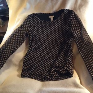 Chico’s Blk&Brn polka dot dressy tee